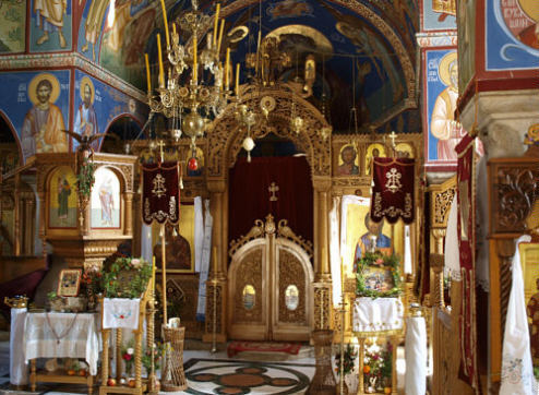Wnętrze cerkwi w monastyrze Tvrdoš
